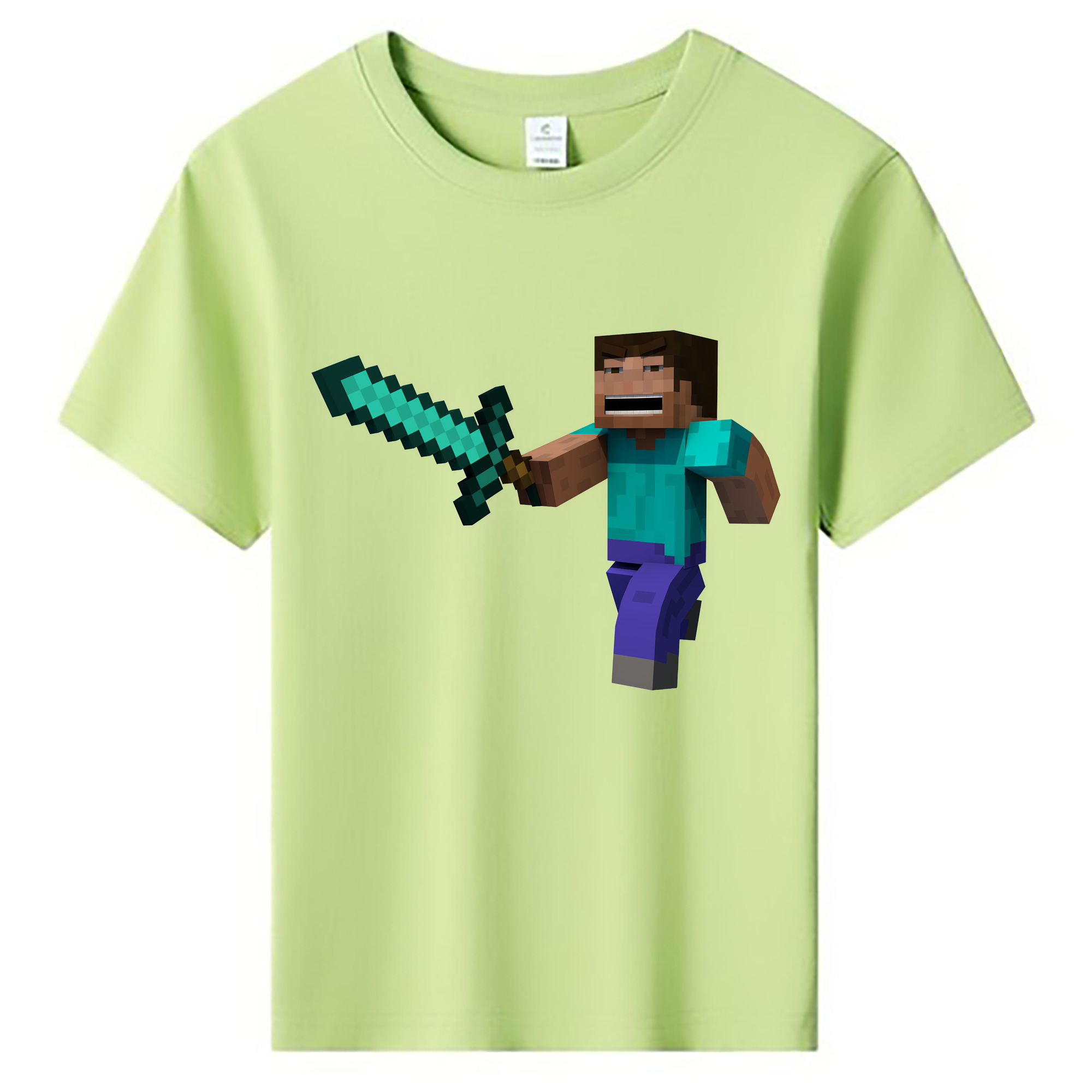 （画像用） マインクラフト ブロックの世界 Minecraft MC Block world 綿100％キッズTシャツ（フロントプリント）